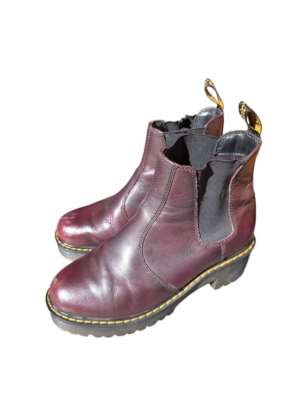 Dr Martens Rometty Womens Size 8 Burgundy Vintage Leather Platform Chelsea Boots